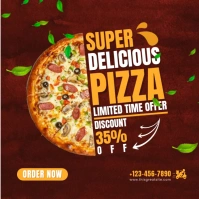 Maroon & Yellow Promo Pizza Advertisement Instagram Post template