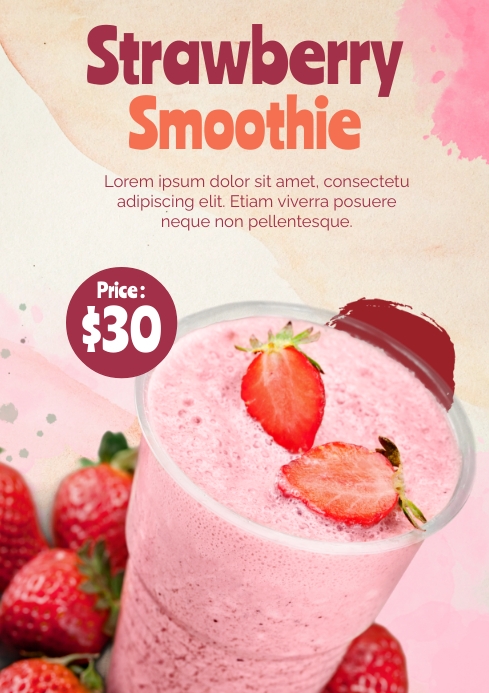 Maroon And Pink Watercolor Drink Promotion A2 template