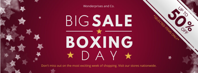 Maroon Boxing Day Deals Banner Design Template Postermywall
