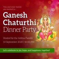 Maroon Ganesh Chaturthi Invitation Instagram Квадрат (1 : 1) template