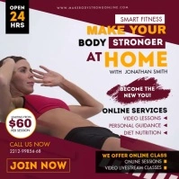 Maroon Home Fitness App Video Ad Square (1:1) template