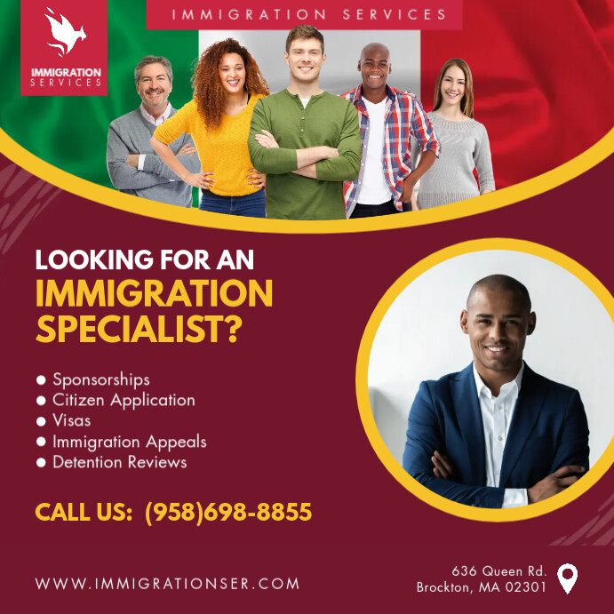 Maroon Immigration Service Instagram Post Template | PosterMyWall