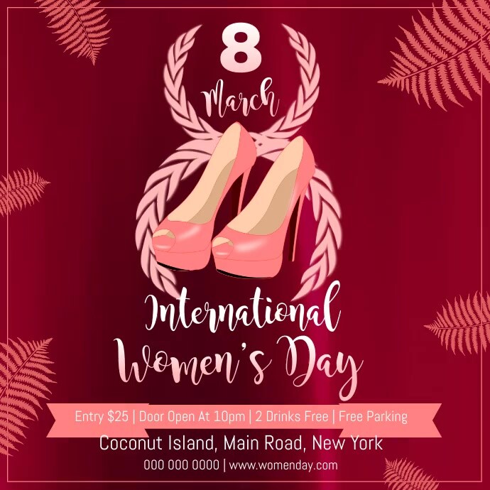 Maroon International Women's Day Event Square Video template