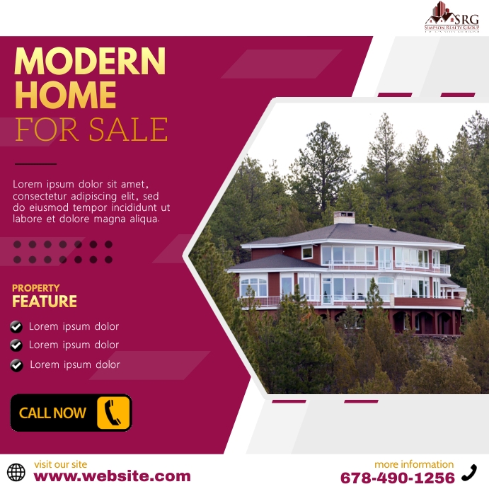 Maroon real estate agency ad instagram post Template PosterMyWall