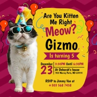 Maroon Vintage Cat Birthday Instagram Post template