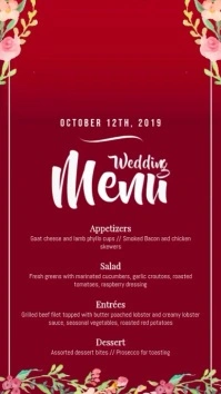 Maroon Wedding Menu Digital Display Video template