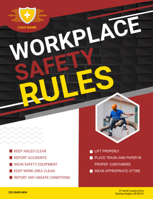 Maroon Work Safety Construction Guidelines Fl Template PosterMyWall