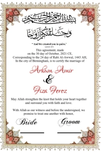 Marriage contract poster template