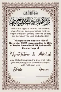marriage nikkah contract Poster template