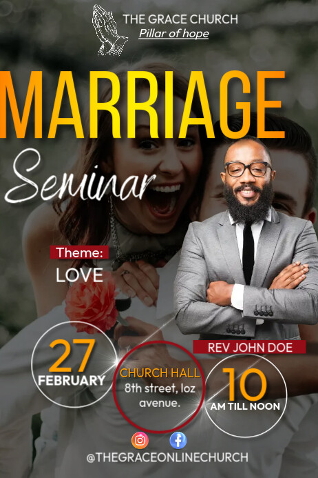 Marriage seminar Плакат template