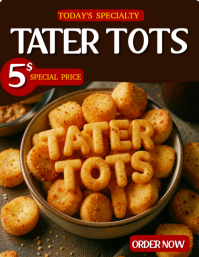 สีน้ำตาล Tater Tots Special Offer Flyer Template