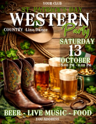 Marrone St. Patrick's Day Western Party Volantino Video Folder (US Letter) template