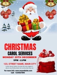 marry Christmas carol services flyers template