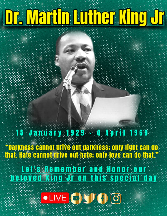 martin luther, mlk day, 2024, king jr, Рекламная листовка (US Letter) template