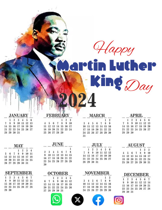 Martin Luther King Calendar Flyer (Letter pang-US) template