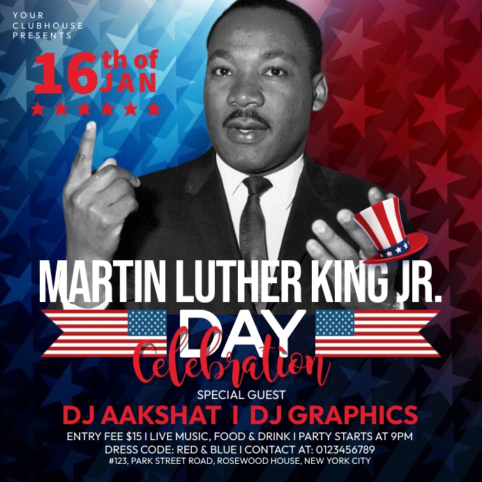 Party Martin Martin Luther King Day Party Template | PosterMyWall