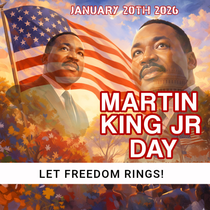 Plantilla de Red joyful MARTIN LUTHER KING JR DAY | PosterMyWall