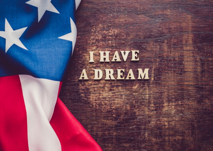 Martin luther king jr. beautiful, bright card Pocztówka template