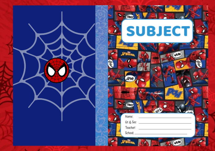 Marvel Notebook Design Label Marvel Comic Notebook Spider Man Themed Template | PosterMyWall