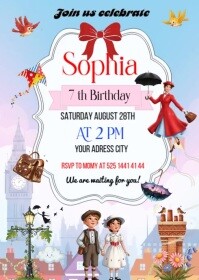 Mary Poppins Birthday A6 template