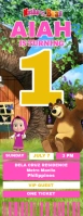 masha and the bear Birthday Party Ticket invitation Door Hanger template