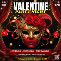 Masked Valentine’s Night Party Flyer Square (1:1) template