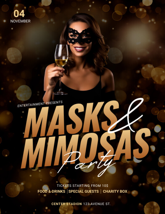 Masks and mimosas Party flyer template PosterMyWall