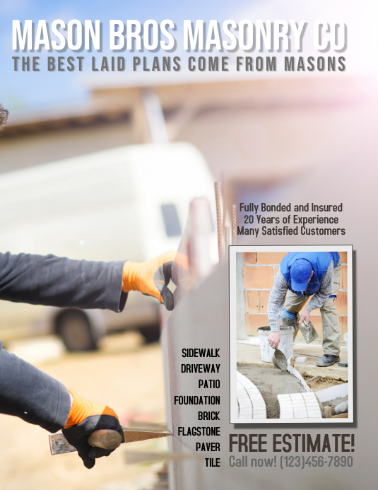 Masonry Advertising Letters Example masonry brick concrete flyer template | PosterMyWall