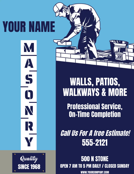 Masonry Advertising Letters Example MASONRY BUSINESS Template | PosterMyWall