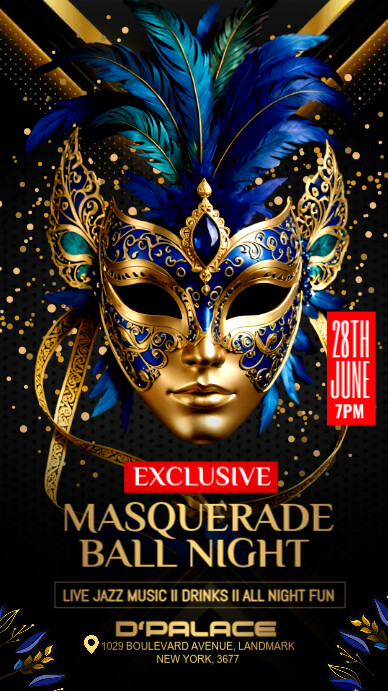 Masquerade ball night party Instagram-verhaal template