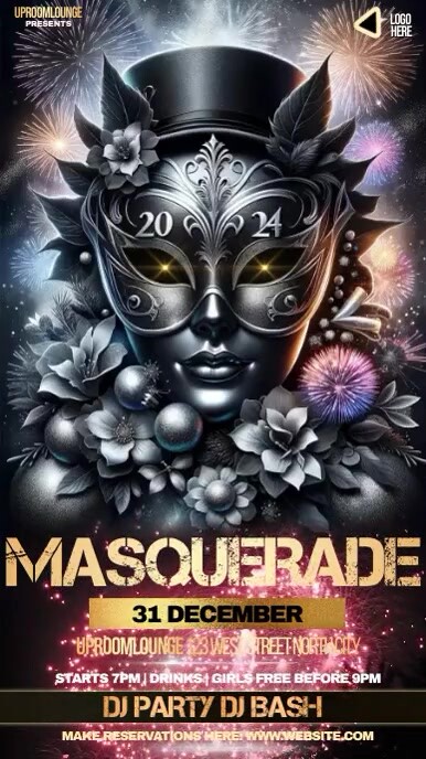 masquerade birthday party design template Instagram-verhaal
