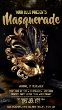 สีดำ Masquerade Party Digitalt display Template