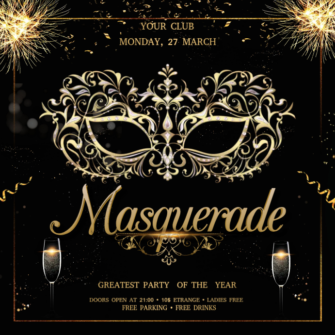 Plantilla de Masquerade Party Instagram Ad | PosterMyWall