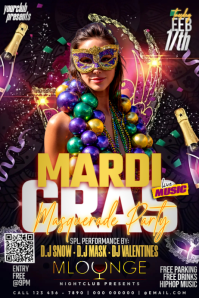 Masquerade Madness: Mardi Gras Celebration Poster template