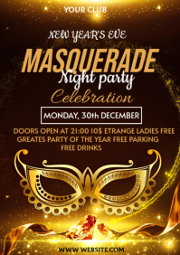 Masquerade night party flyer A4 template