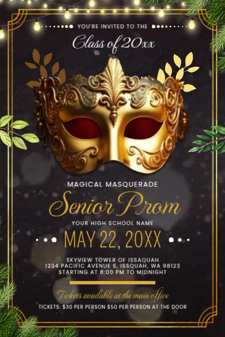 Masquerade Prom Night Party Template | PosterMyWall