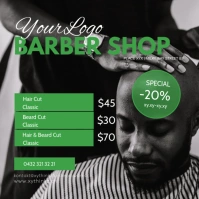 Black and Green Barber Shop Design Square (1:1) template