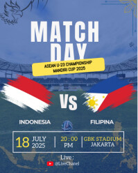 MATCH DAY ASEAN U-23 CHAMPIONSHIP INDONESIA VS FILIPINA Instagram Portrait template