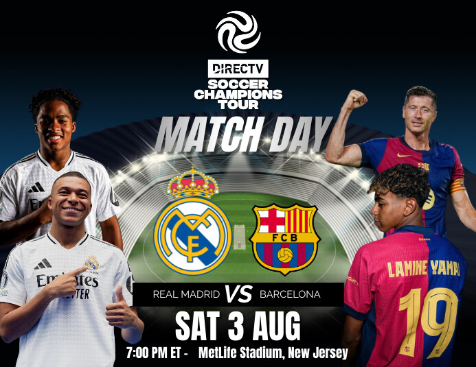MATCH DAY REAL MADRID VS BARCELONA SOCCER CHA Template | PosterMyWall