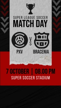 Match Day Soccer Black and Red Simple Instagram Story template