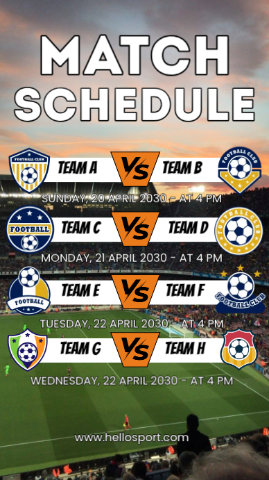 Sports Match Schedule Template | PosterMyWall