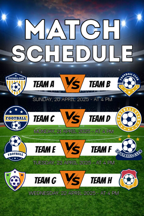 Match Program Template Sports Match Schedule Posters Template | PosterMyWall