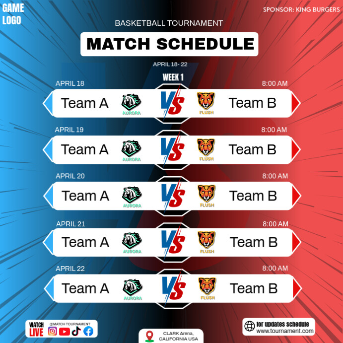 Copy of Match schedule | PosterMyWall