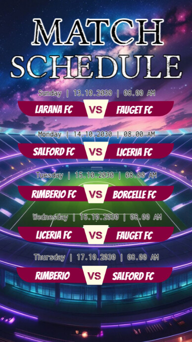 Match Program Template Match Schedule Facebook Story Template | PosterMyWall