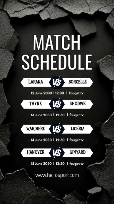 Plantilla de Match Schedule | PosterMyWall