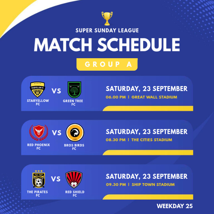 Copy of Match Schedule Soccer | PosterMyWall