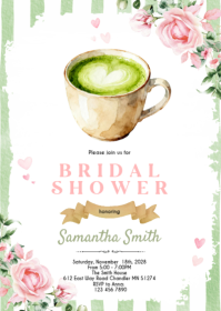 Matcha bridal shower invitation A6 template