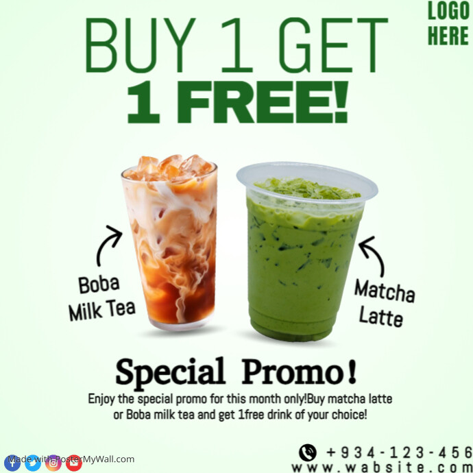 Matcha Promotion Matcha latte instagram ads template | PosterMyWall