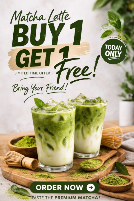 Matcha Latte Promotion Poster Template | PosterMyWall