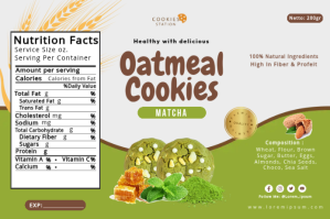 Matcha Oatmeal Cookies Label Etiket template